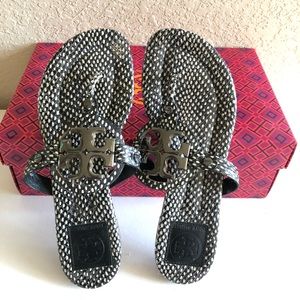 Tory Burch Miller Snake Print/ Metal Logo Sandal